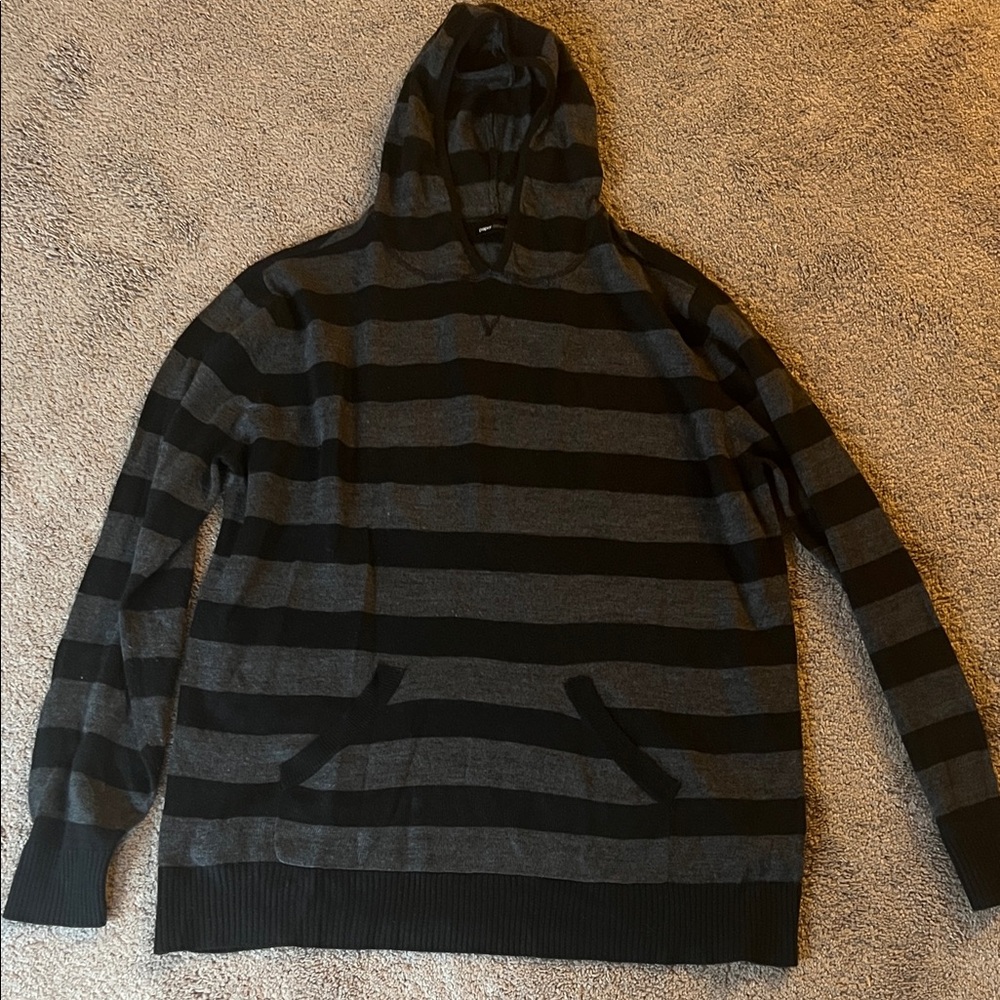 Paper Denim & Cloth Black and Gray Hooded Sweater